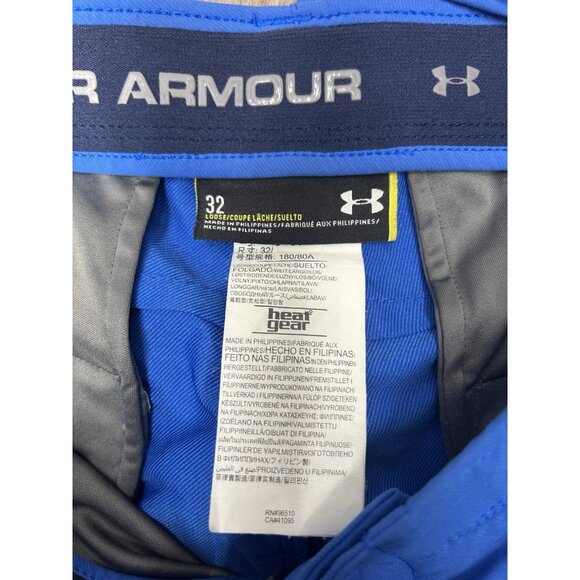 Under Armour Mens Golf Match Play Shorts 32 Blue Stretch Loose 10" Inseam Preppy - Picture 3 of 5